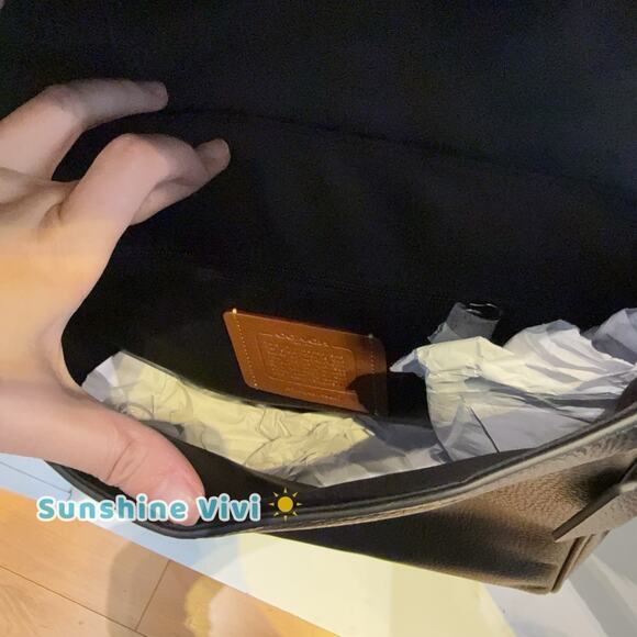 NWT COACH 4007 Houston Map Bag Leather Crossbody Gunmetal/Black - Picture 5 of 5